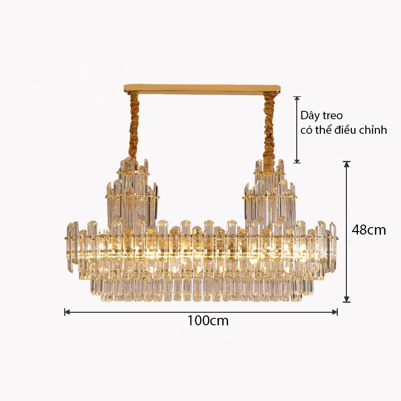 Đèn chùm pha lê trụ K9 màu trắng TPL-81021/L1000
