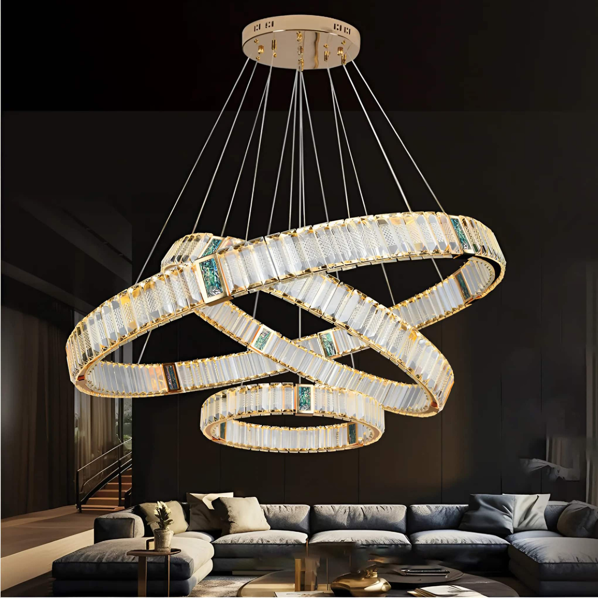 Đèn thả 3 vòng pha lê TPL-81028/8+6+4