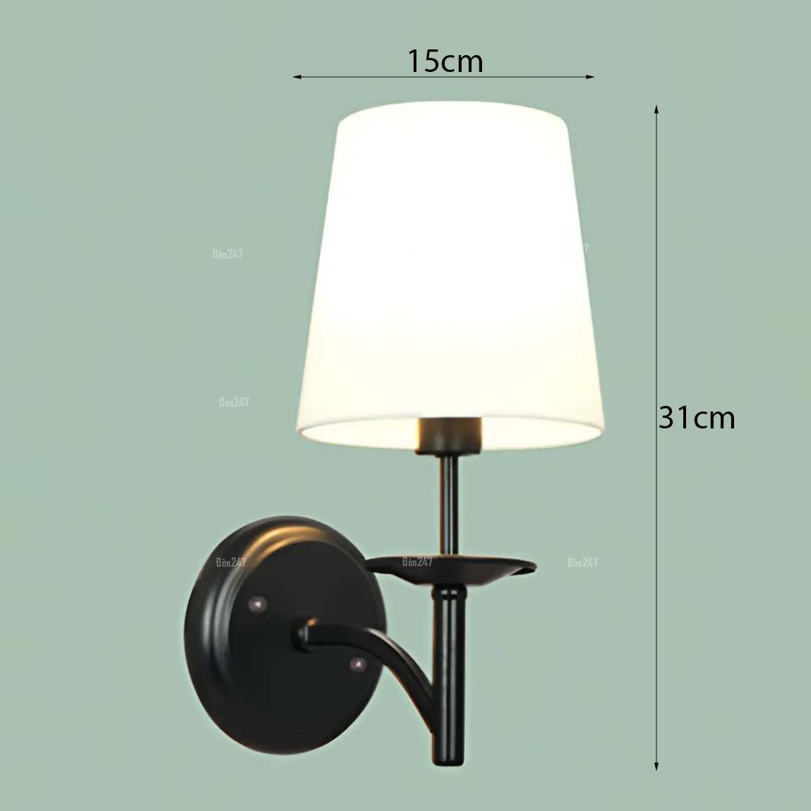 Đèn tường màu đen chóa vải VB-1795
