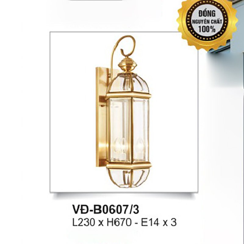 Đèn tường đồng ngoài trời đa giác VD-B0641/3