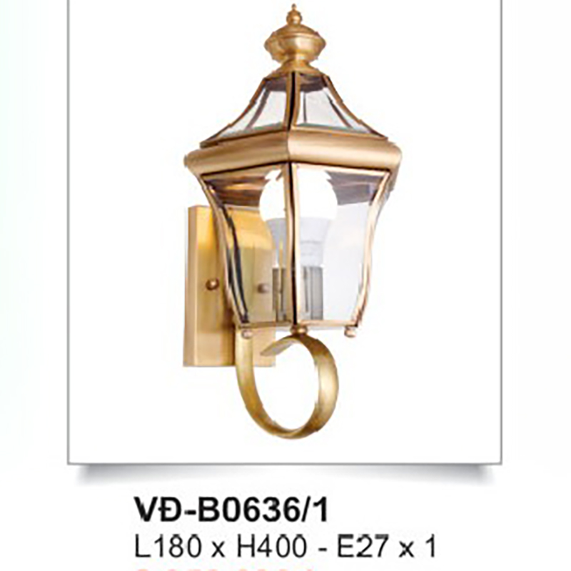 Đèn tường đồng ngoài trời chao kính VD-B0636/4