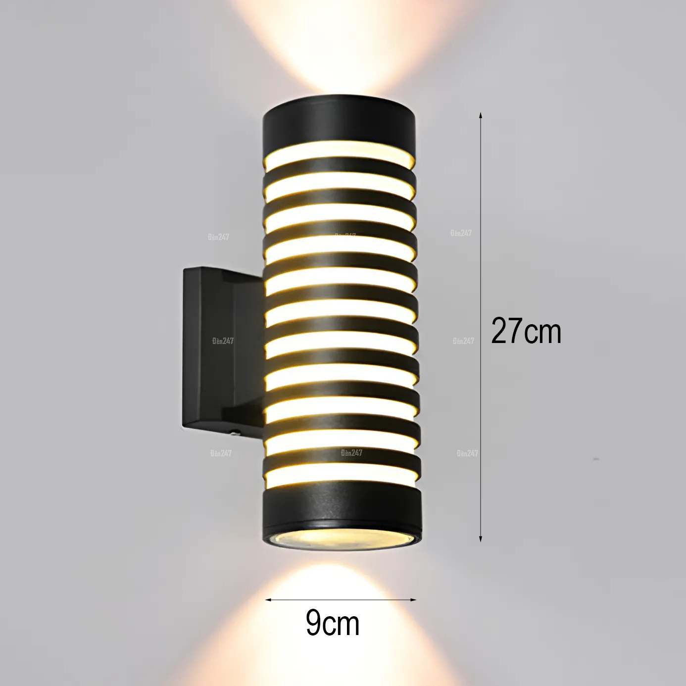 Đèn tường trụ tròn 2 đầu viền đen VL-1801/2