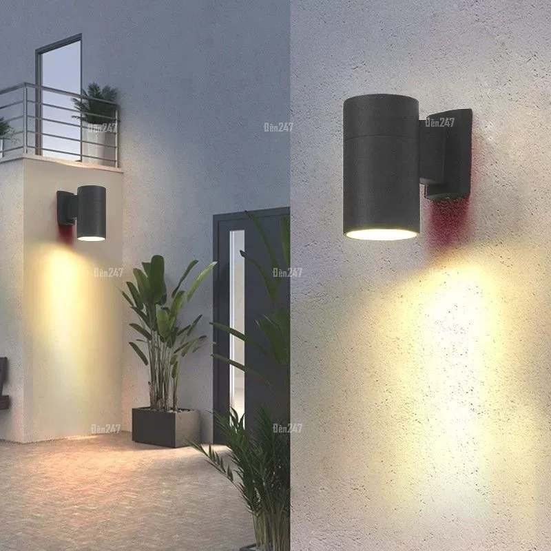 Đèn hắt tường trụ tròn đen 1 đầu sáng VL-2516/1