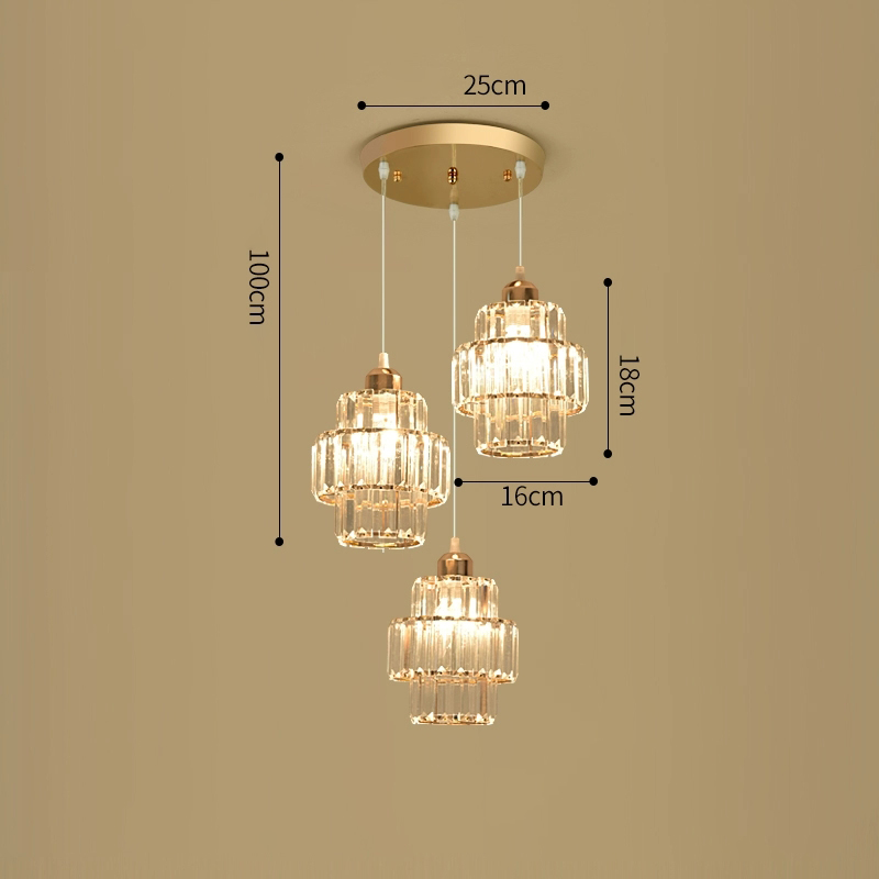 Đèn thả pha lê hình thoi bàn tròn DT-2399/3B-GD