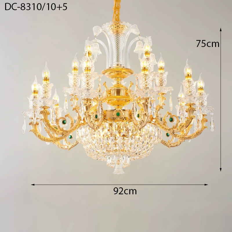 Đèn chùm pha lê đá xanh DC-8310/10+5
