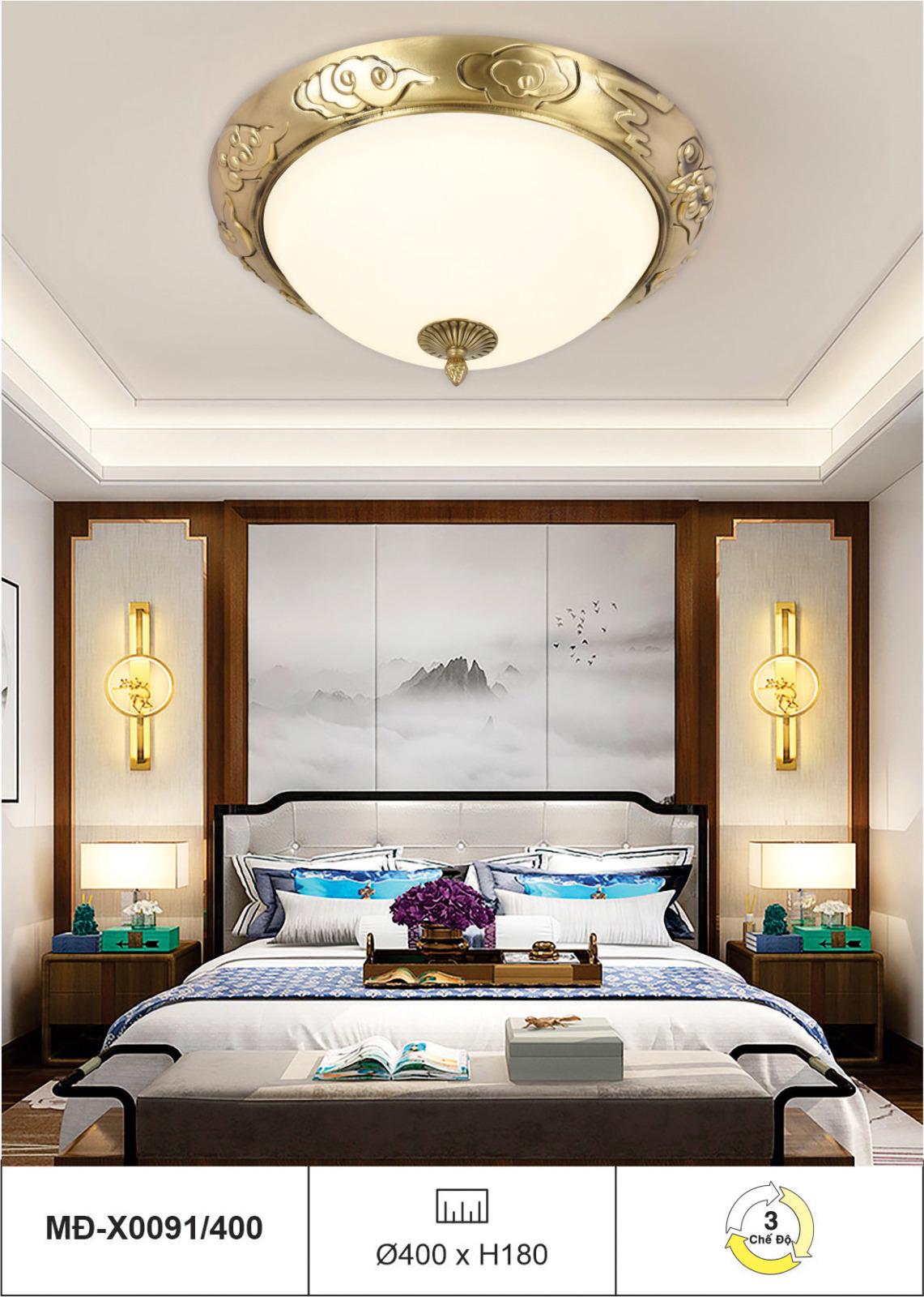 Đèn ốp trần đồng vòm bán nguyệt MD-X0091/400