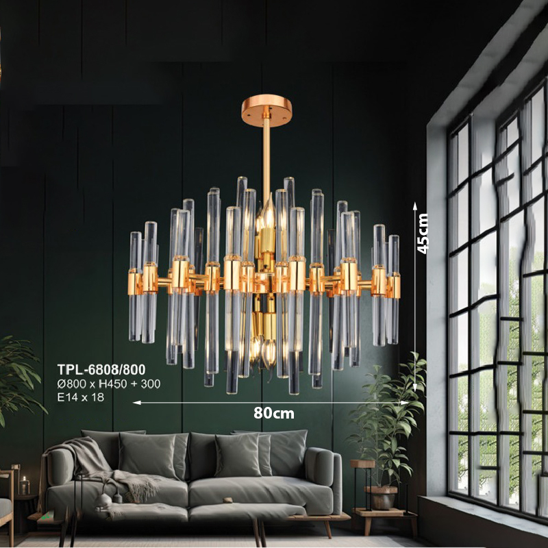 Đèn thả thanh pha lê trụ tròn TPL-6808/600