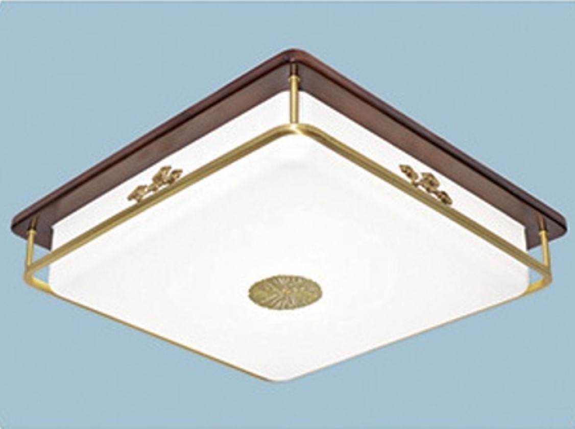 Đèn ốp trần đồng vuông đế gỗ OD3117