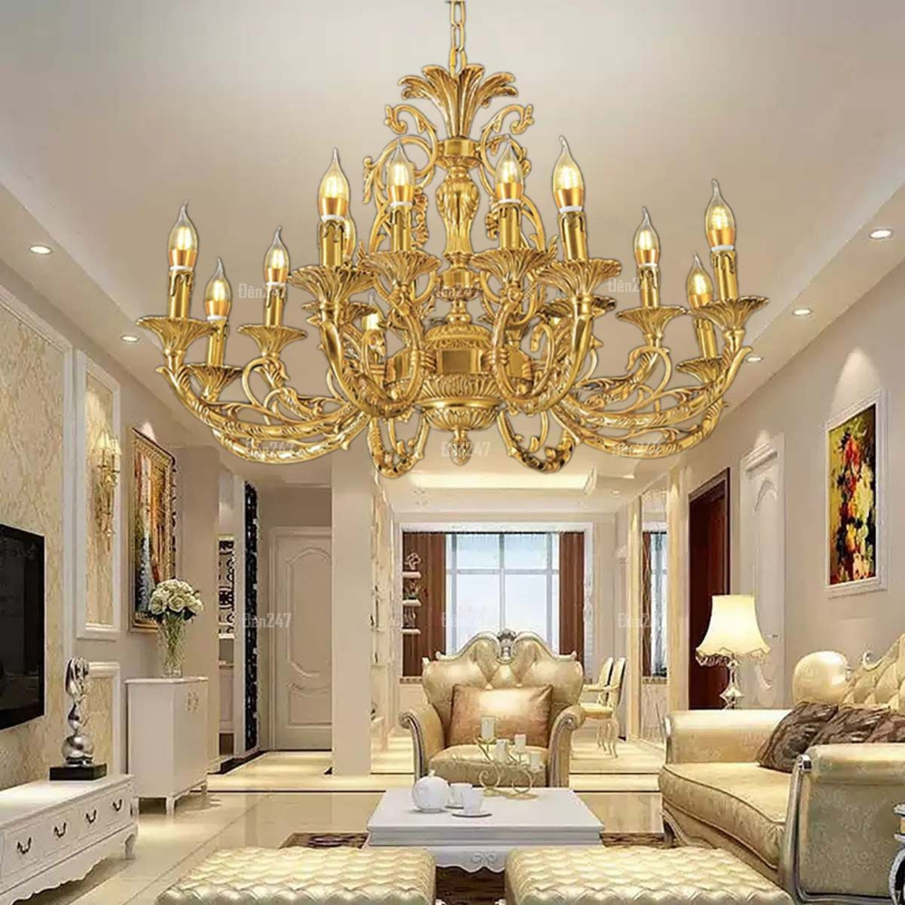 Đèn chùm đồng vàng 16 tay nến CD1192/16