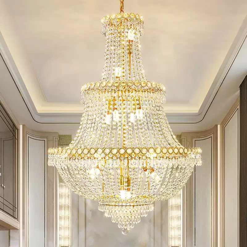 Đèn chùm pha lê thông tầng phòng khách CFL3517