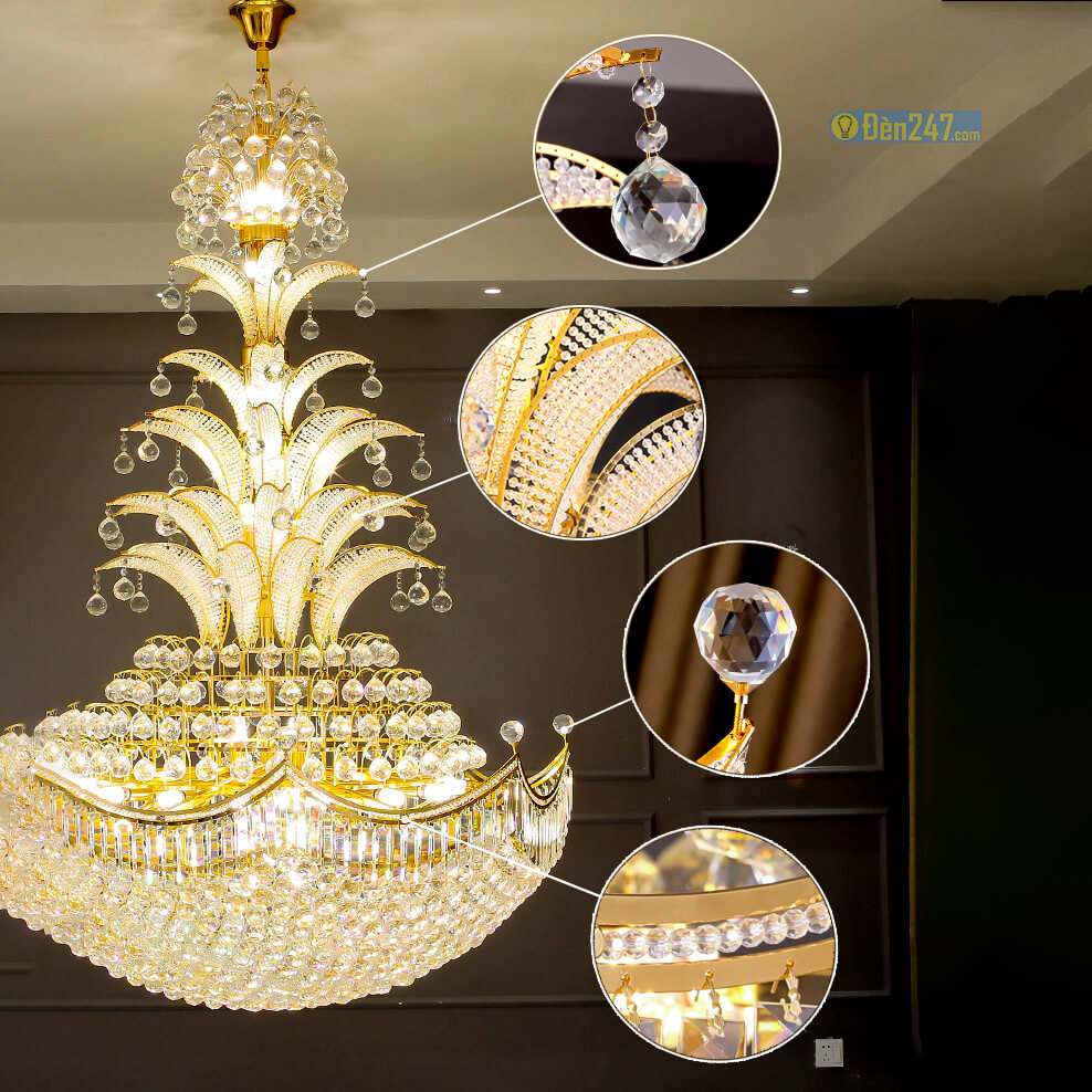Đèn chùm pha lê thông tầng sảnh khách sạn CFL8189
