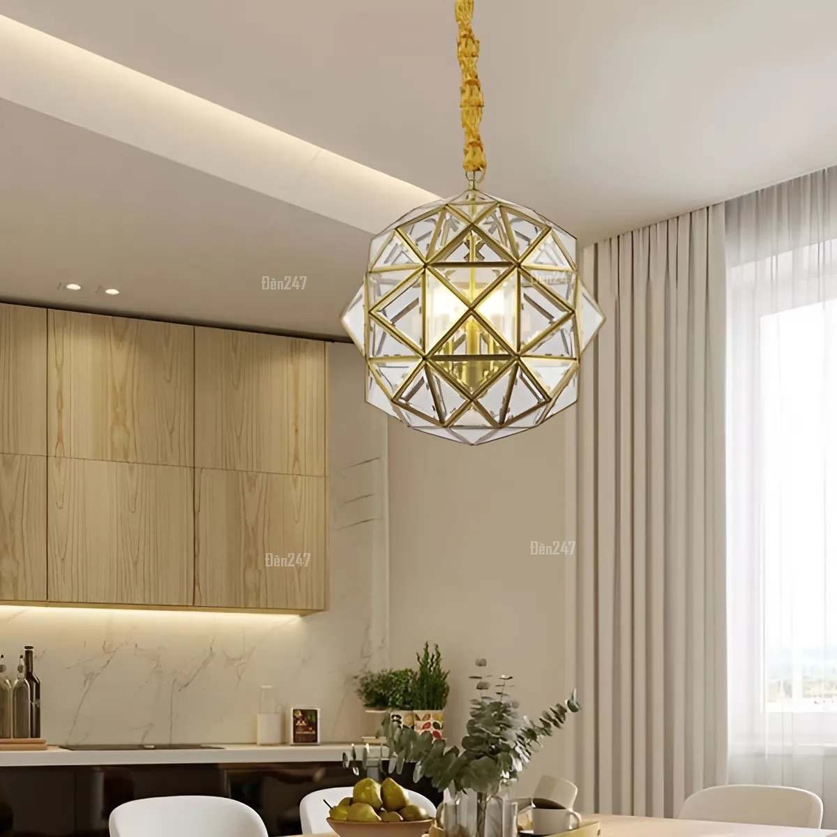 Đèn thả đồng kính cao cấp TD6136
