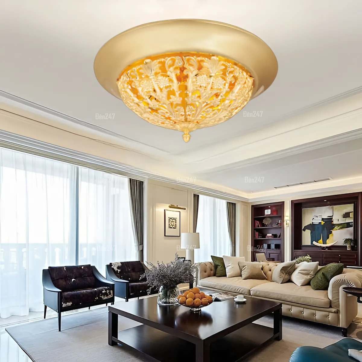 Đèn ốp trần đồng hành lang họa tiết cổ điển OD220L
