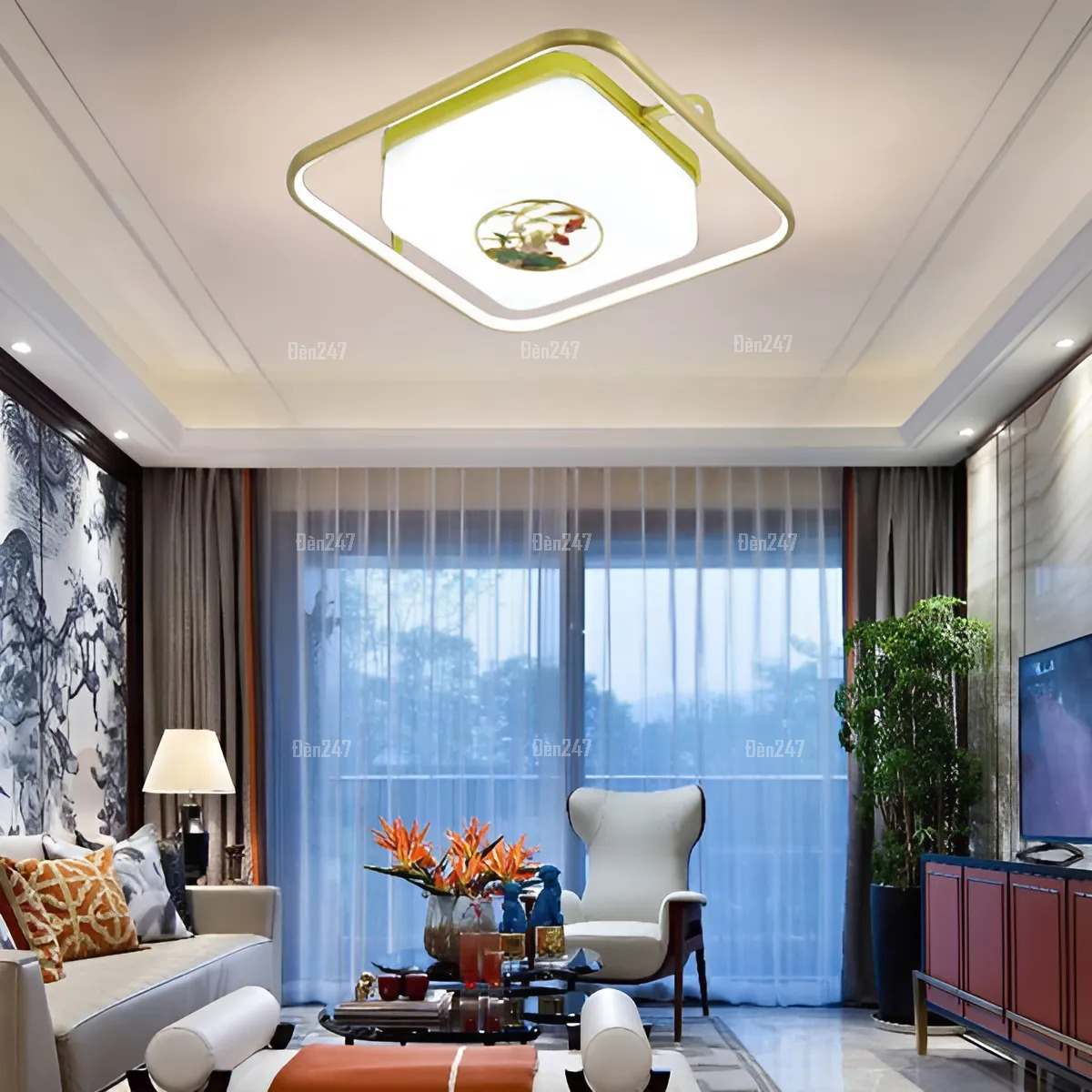 Đèn ốp trần đồng vuông hiện đại OD3090