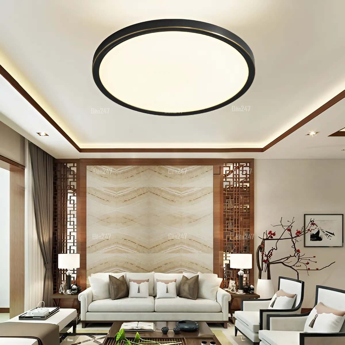 Đèn ốp trần đồng đen phòng khách OD3102