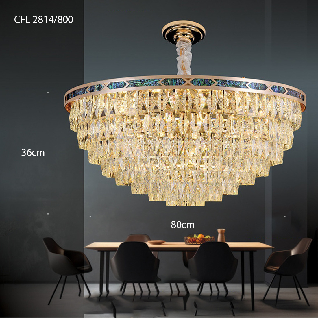 Đèn thả pha lê viền đá khổng tước CFL2814/800