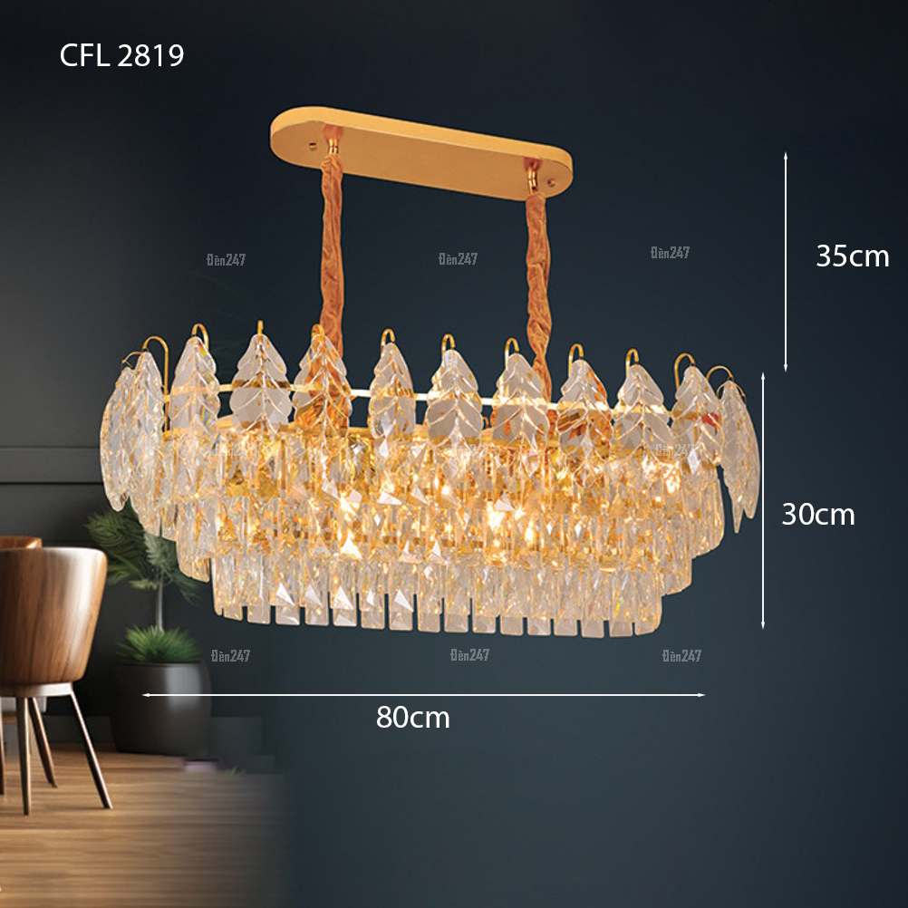 Đèn thả bàn ăn pha lê hình lá cây CFL2819