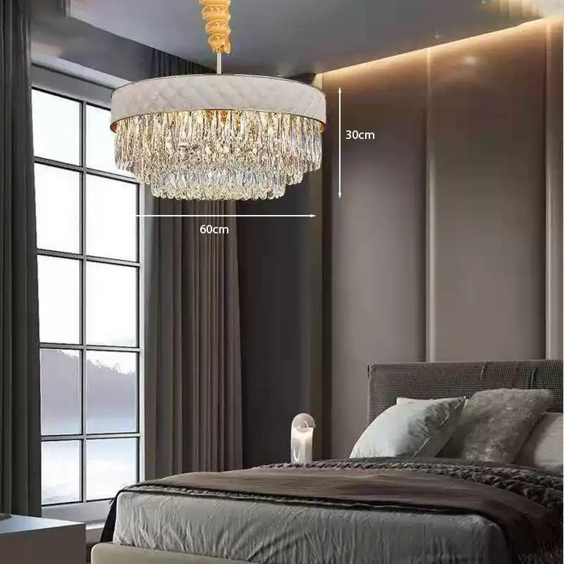 Đèn thả pha lê tròn viền da màu xám CFL2825/600