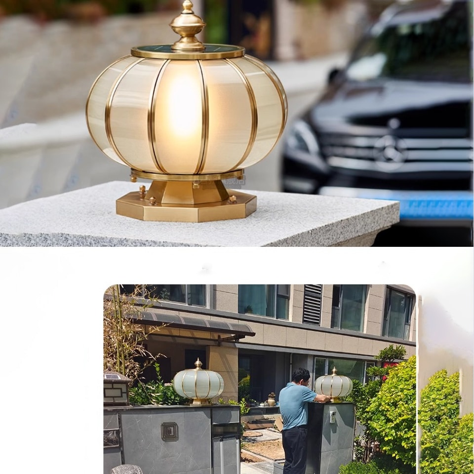 Đèn trụ cổng đồng tròn năng lượng mặt trời TD2111/400