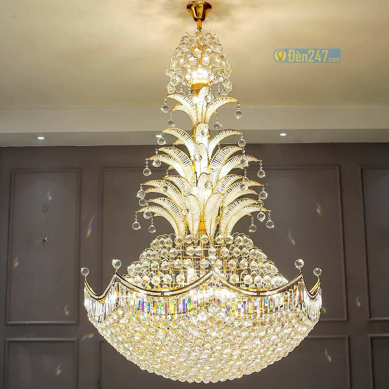 Đèn chùm pha lê thông tầng sảnh khách sạn CFL8189
