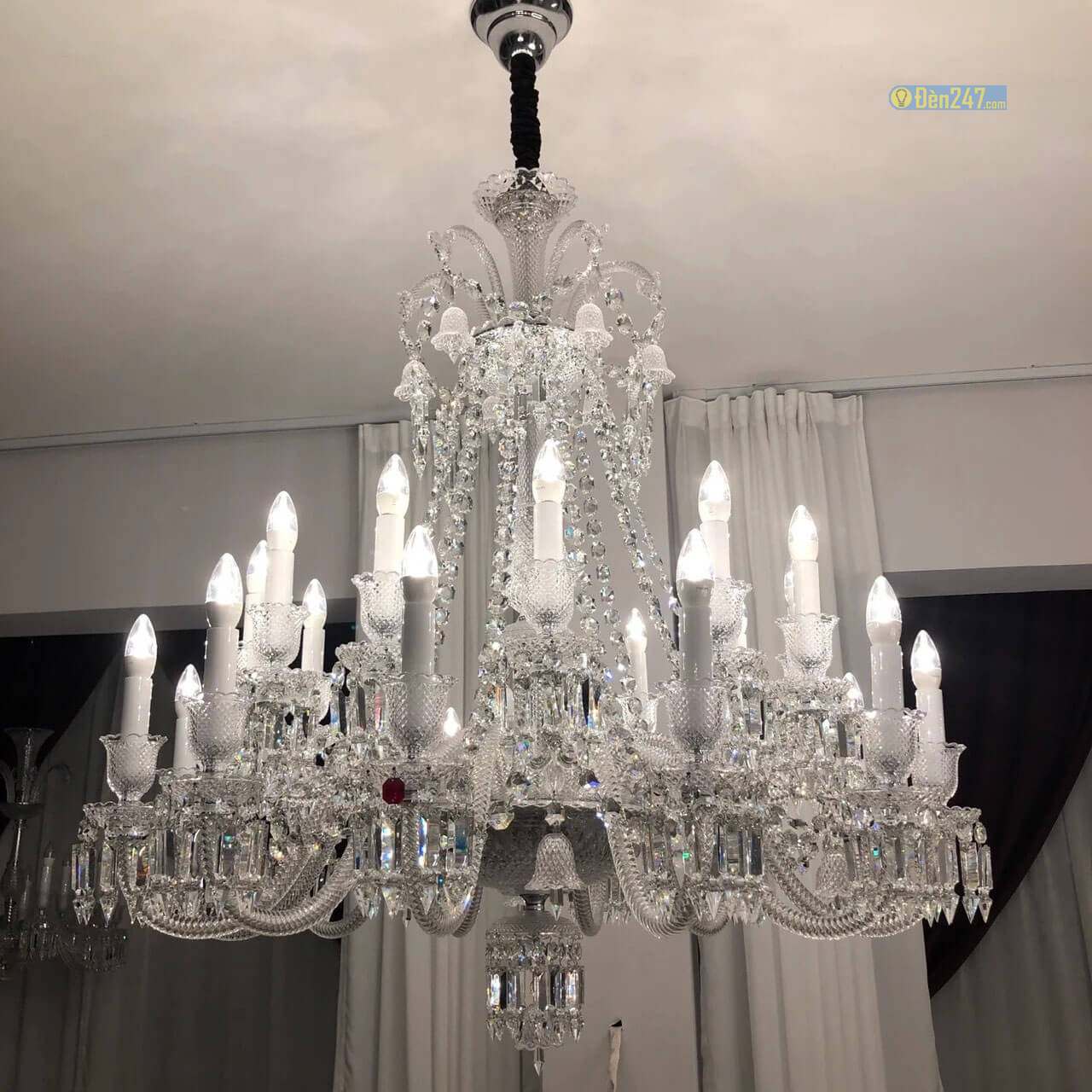 Đèn chùm pha lê trắng 15 tay CN8146/10+5