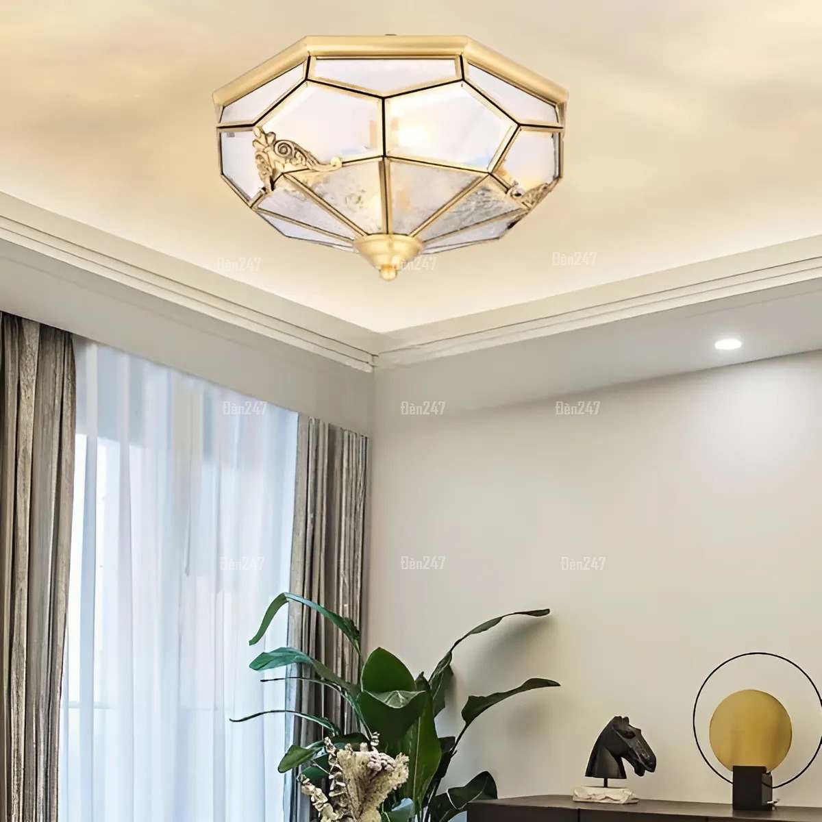 Đèn ốp trần đồng cao cấp phòng khách chung cư OD6039