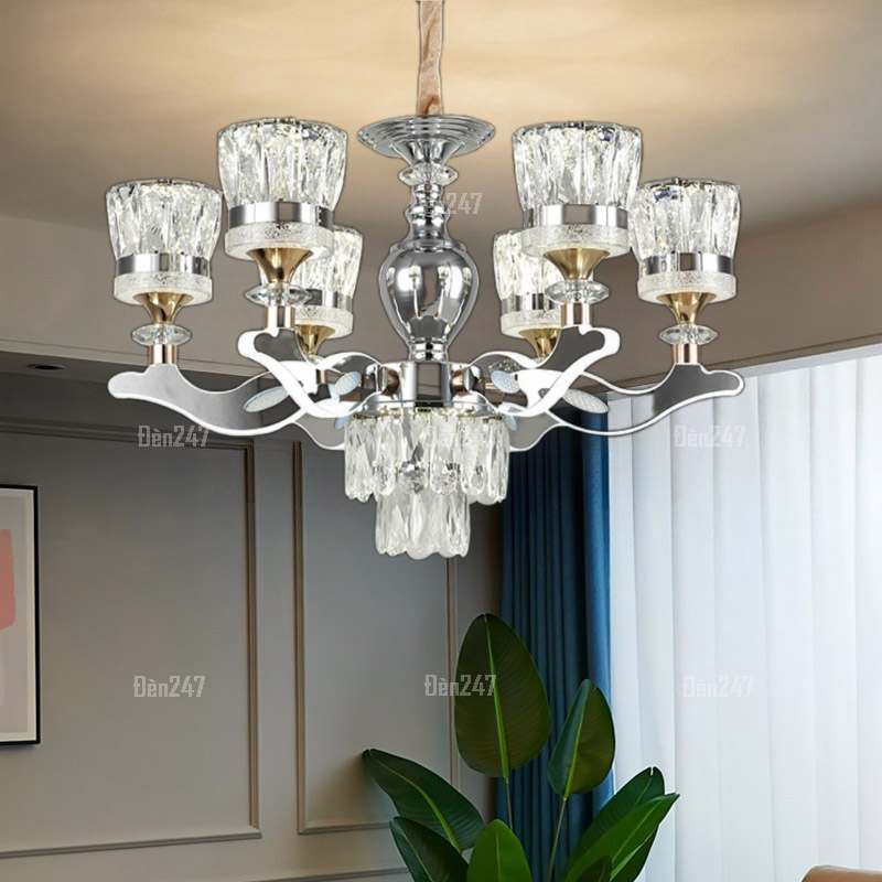 Đèn pha lê 6 tay led sáng CY1772/6