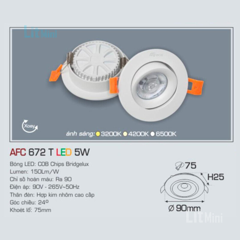 Đèn Rọi Âm Trần Anfaco Góc Chiếu 24 Độ – Chiếu Sáng Chính Xác, Nổi Bật Từng Chi Tiết