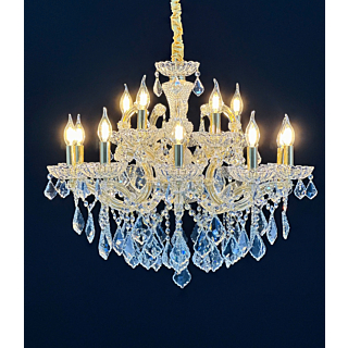 Đèn chùm pha lê trắng thân vàng DC0089