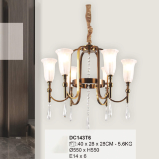 Đèn chùm tân cổ điển Bắc Âu 6 tay DC143T6