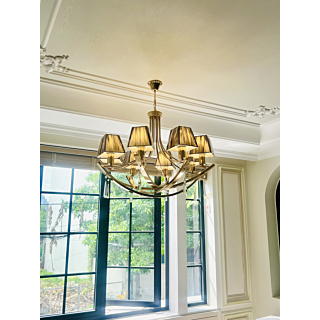 Đèn chùm phòng làm việc chóa vải vuông 8 tay DC3096T8