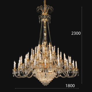 Đèn chùm pha lê thông tầng màu trà đường kính 1,8m DC8180T65