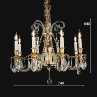 Đèn chùm pha lê màu trà đường kính 74cm DC8180T8