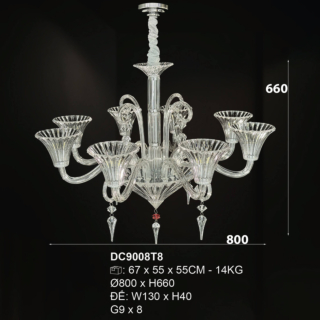 Đèn chùm pha lê trong 8 tay DC9008T8