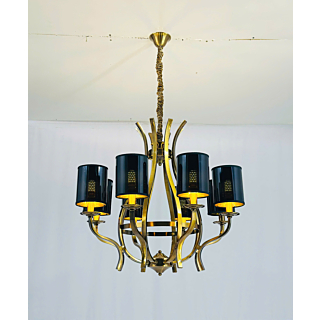 Đèn chùm mạ đồng chóa Mica màu đen 8 tay DC9018T8