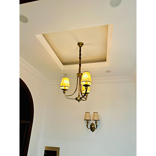 Đèn chùm mạ đồng chóa vải 3 tay DC9033T3