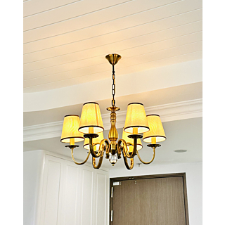 Đèn chùm mạ đồng chóa vải 6 tay DC9088T6