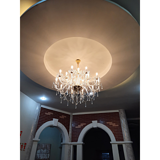 Đèn chùm pha lê trắng trong 15 tay DC9178T15