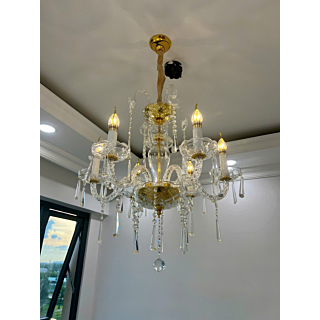 Đèn chùm pha lê trắng trong 6 tay DC9178T6