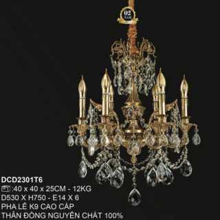 Đèn chùm đồng nguyên chất 6 tay DCD2301T6