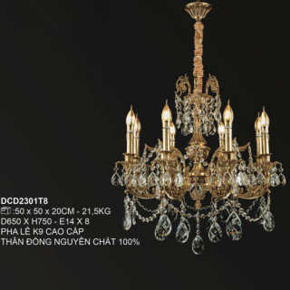 Đèn chùm đồng nguyên chất 8 tay DCD2301T8