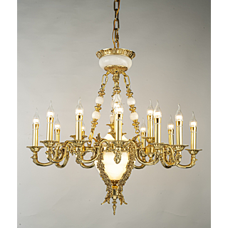 Đèn chùm đồng nguyên chất thân đá ngọc 18 tay DCD8121T16+2