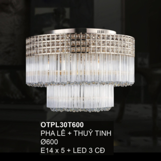Đèn mâm ốp trần pha lê tròn cao cấp đường kính 60cm OTPL30T600