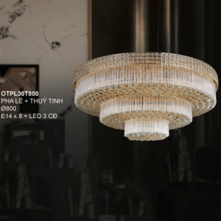 Đèn mâm ốp trần pha lê tròn cao cấp đường kính 80cm OTPL30T800