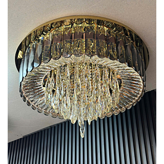 Đèn mâm ốp trần pha lê khói đường kính 80cm OTPL8137T800