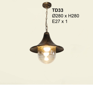 Đèn thả trần ban công hình tròn màu vàng TD33THA