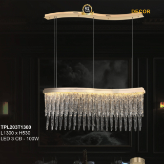 Đèn thả dài với thiết kế pha lê cột băng đang tan chảy TPL203T1300