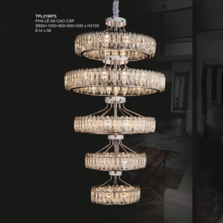 Đèn 5 tầng pha lê thông tầng TPL2199T5