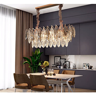 Đèn chùm pha lê đen hình lá dài 90cm TPL8021N900