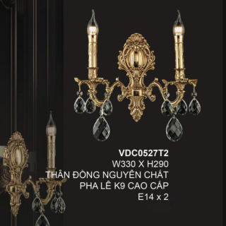 Đèn tường đồng pha lê 2 tay VDC0527T2